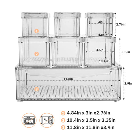 Naivees fridge organizer 10-pack stackable design for tidy modular storage.