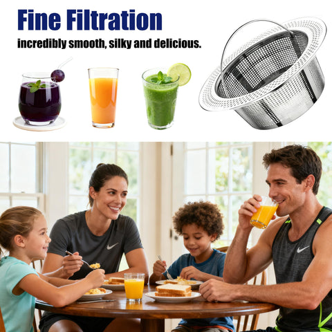 Nama J2 secondary filter reduces foam and fine pulp for clear juice.
