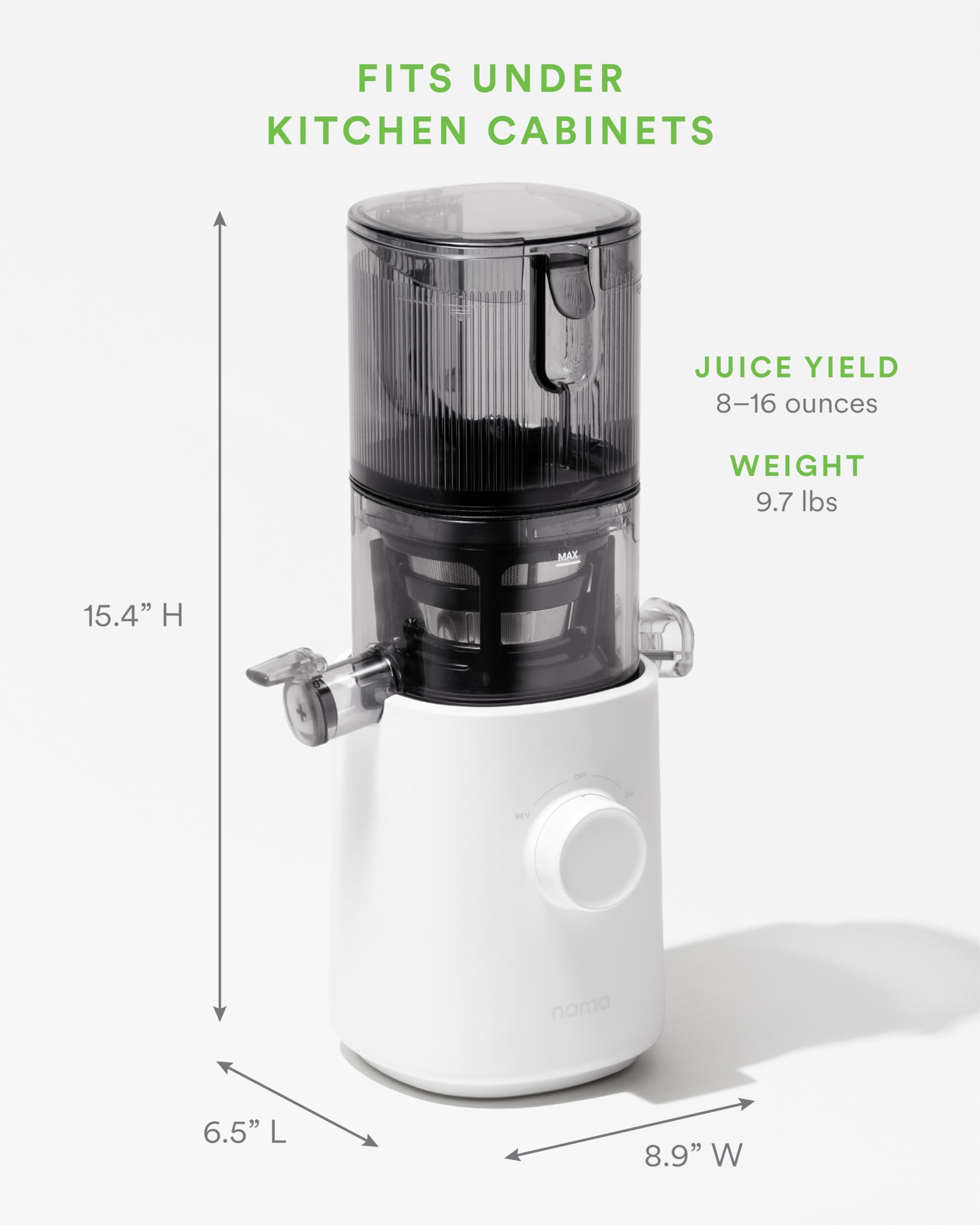 Nama J3 juice container and pulp container show easy separation after juicing