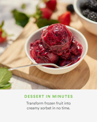 Nama Sorbet Attachment demonstrating dairy-free dessert textures for creamy blends
