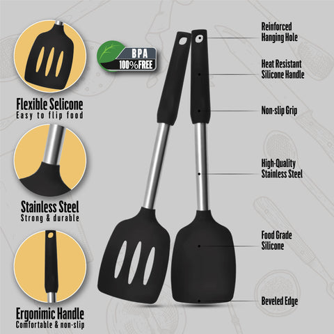 NAMAPRODX silicone spatula set black gloss finish with strong core