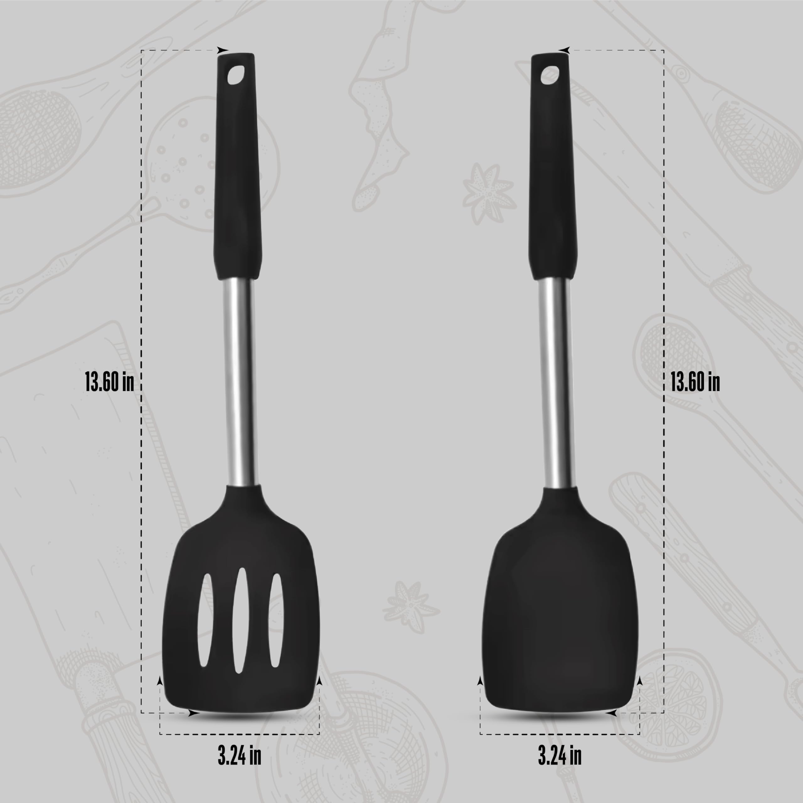NAMAPRODX silicone spatula set slotted spatula for draining sauces