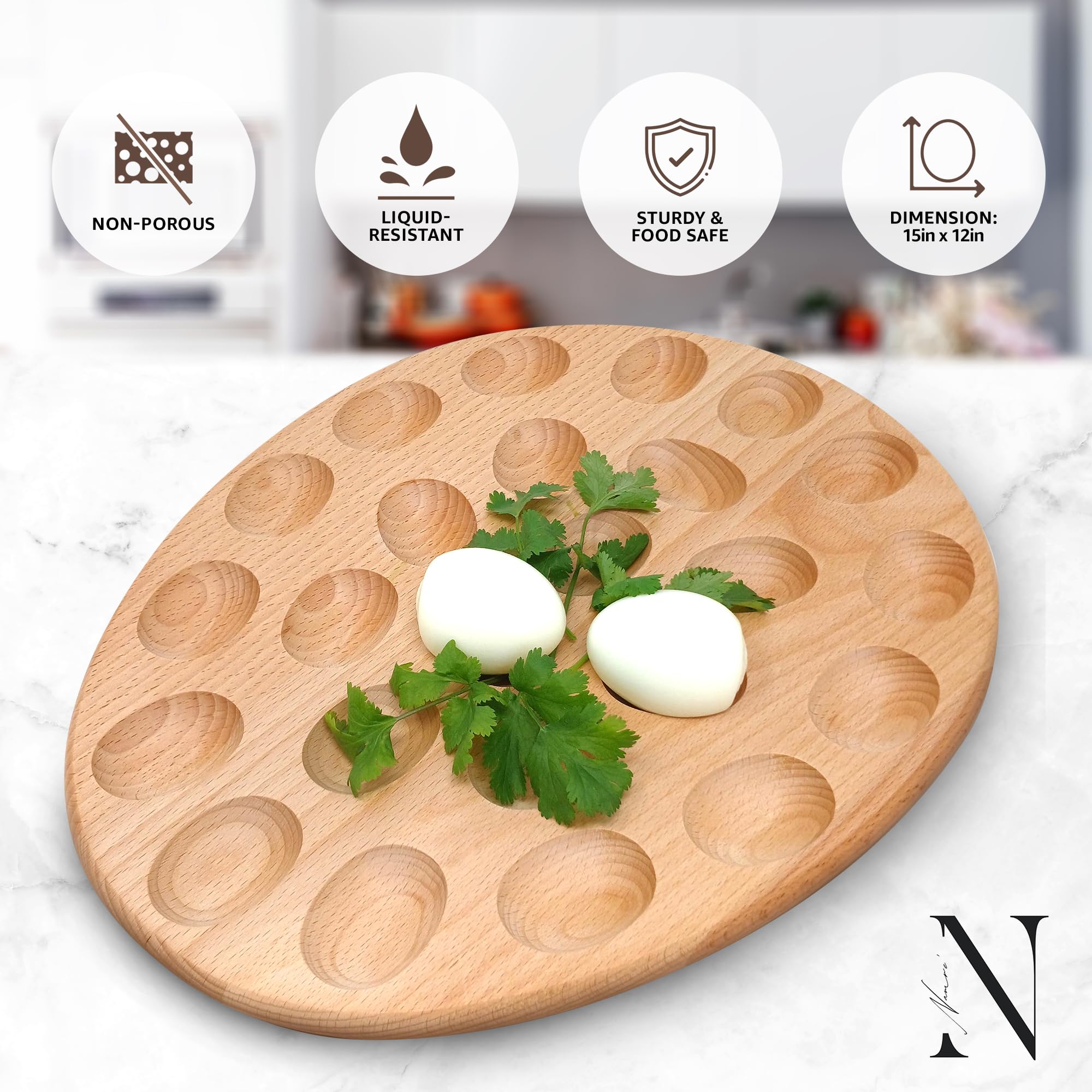 Namre' oval holder and reversible platter for versatile holiday presentation.