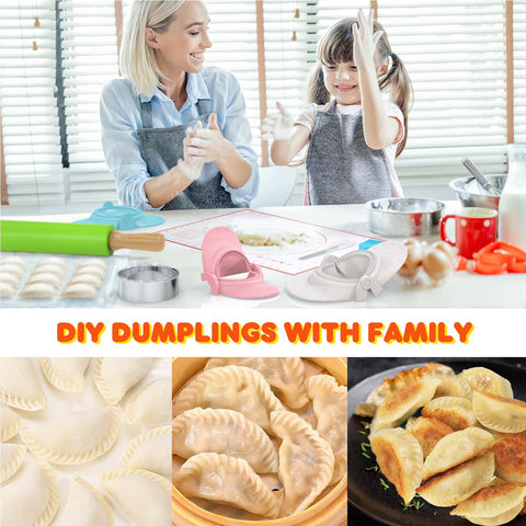 NAMUPIE BPA-free dumpling kit features safe plastic and stainless steel tools.