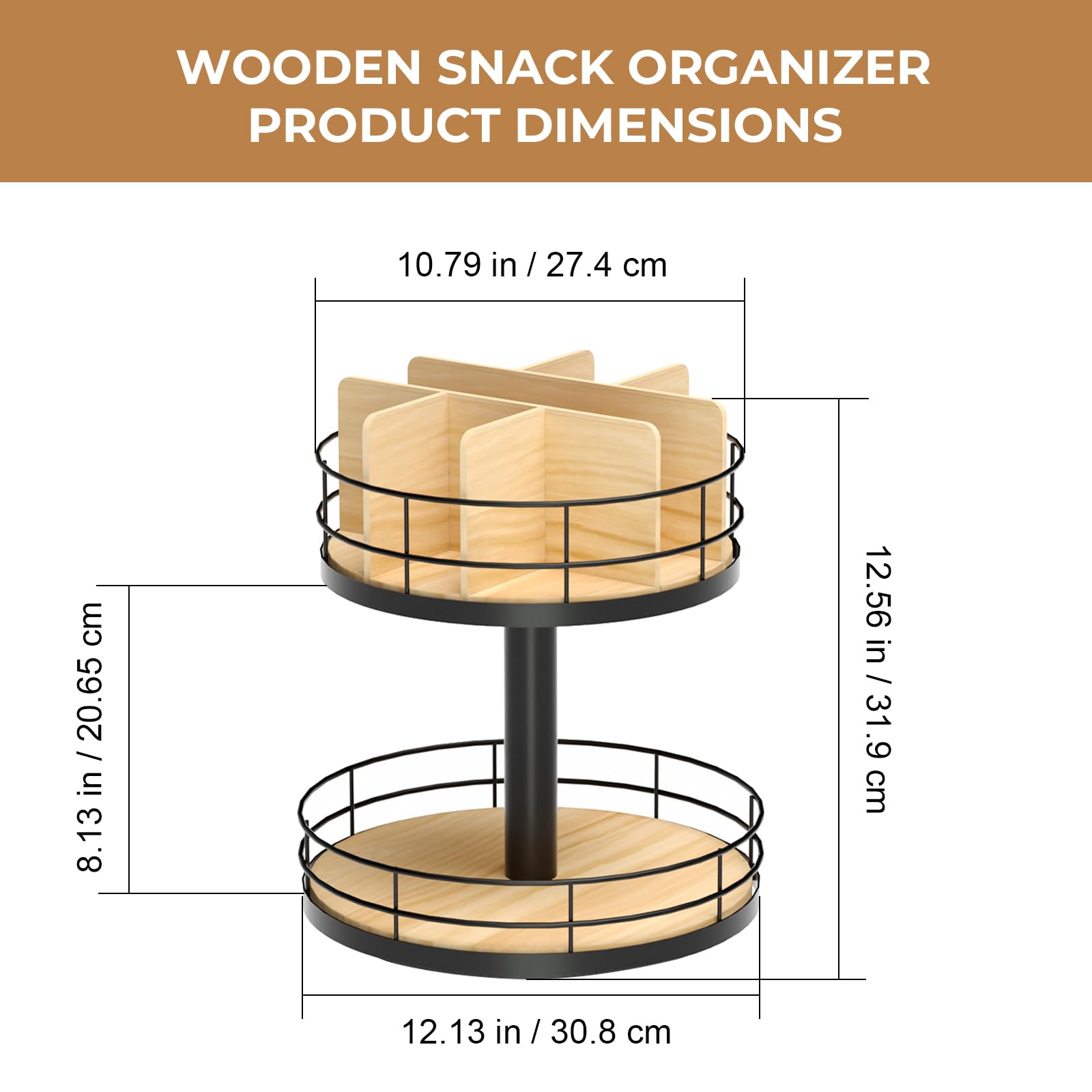 Nanagiftree snack organizer front view shows accessible two-tier design.