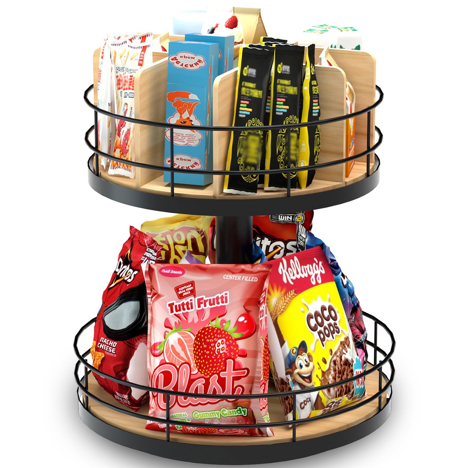 Nanagiftree snack organizer two-tier lazy susan—easy access and organized storage.