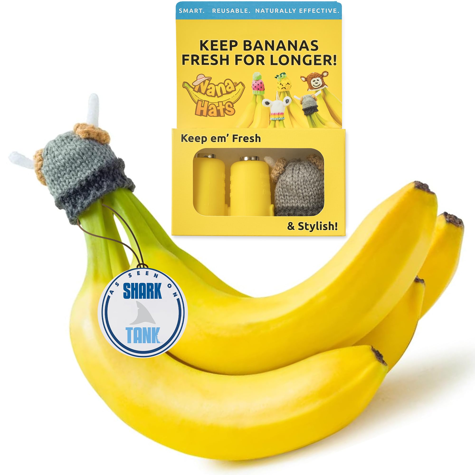 NANA HATS banana freshness preserver front view on a kitchen counter for daily use.