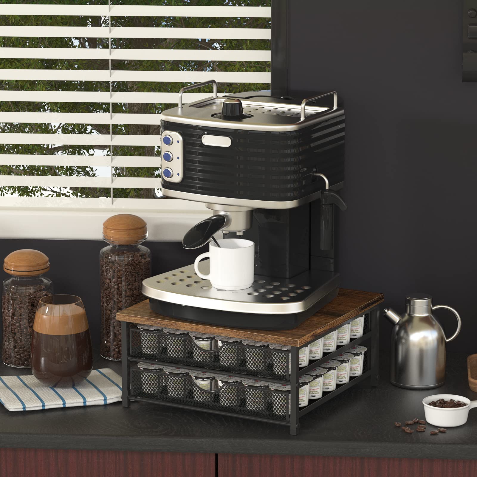 NANANARDOSO coffee pod drawer stackable frame saves counter space with organized pods.