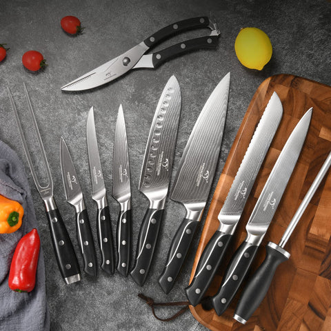 NANFANG BROTHERS Damascus steak knives set of 8 for table-ready cuts