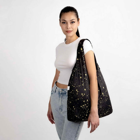 Nanobag triple-layer handles provide comfortable carry during errands.