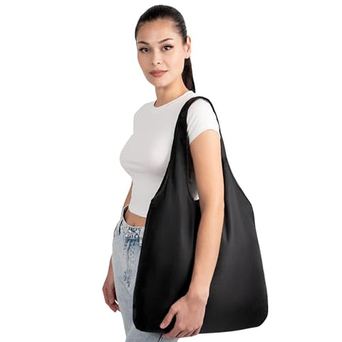 Nanobag XL ultralight diamond ripstop nylon keeps a slim profile in your bag.