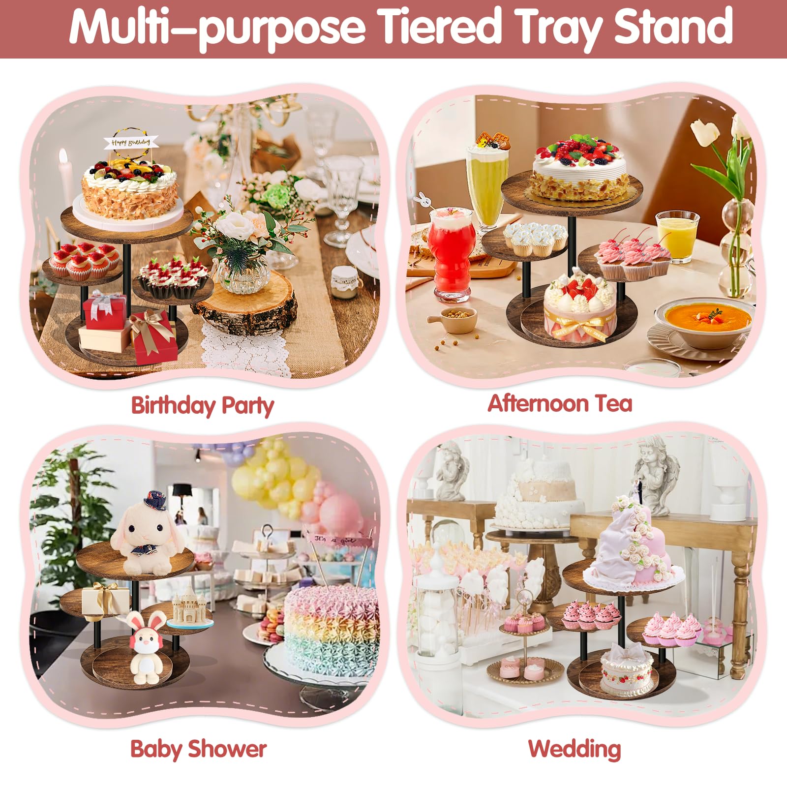 NANXITU farmhouse dessert stand enhances rustic party tables