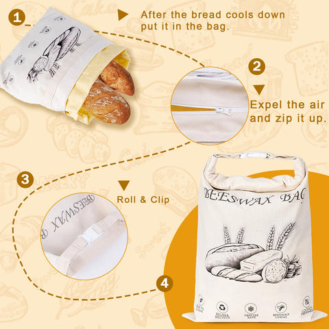 NANYI beeswax bread bags breathable lining helps maintain texture.