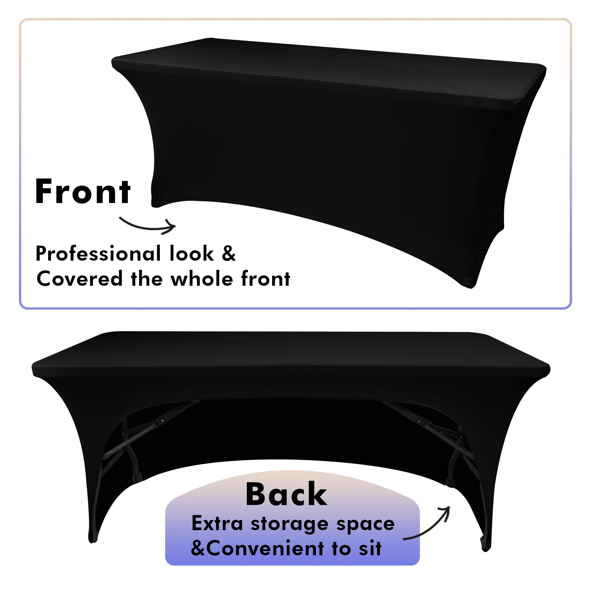 Nasitos 2-pack black tablecloths for matching event setups.