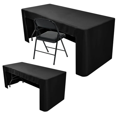 Nasitos 2-pack fitted tablecloth, front view, creates a sleek, professional display.