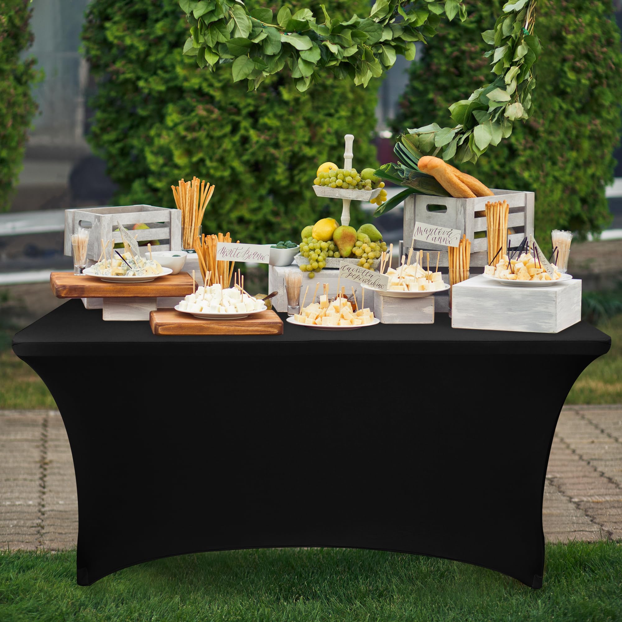 Nasitos rectangular 6-foot table cover; wrinkle-resistant for clean setup.