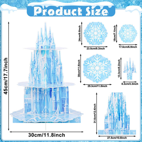 NatNarr Frozen cupcake stand side view highlighting blue ice castle accents