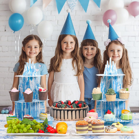 NatNarr Frozen cupcake stand on table display for festive DJ