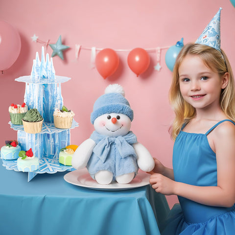 NatNarr ice castle motif in white and blue enhances winter party vibe