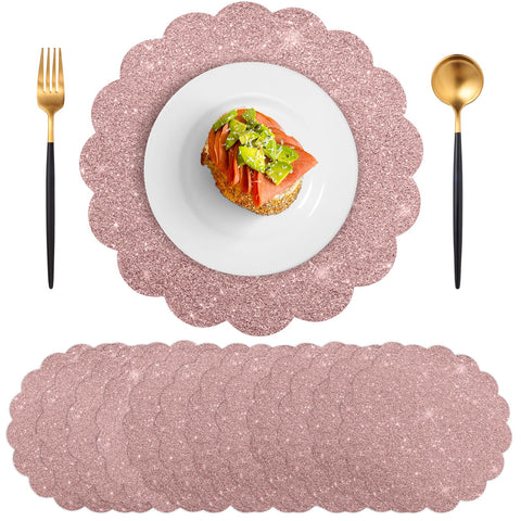NatNarr rose gold glitter placemats set of 60 add shimmer to elegant table settings