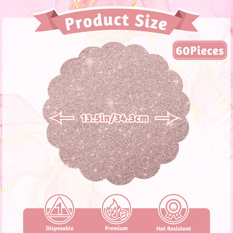 NatNarr rose gold glitter placemats closeup showing thick durable paper