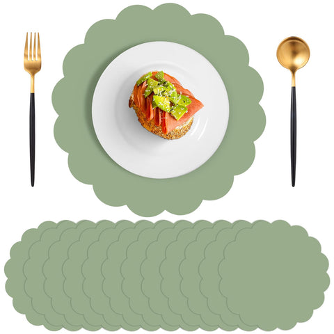 NatNarr sage green placemats with rolled edge for an elegant tablescape