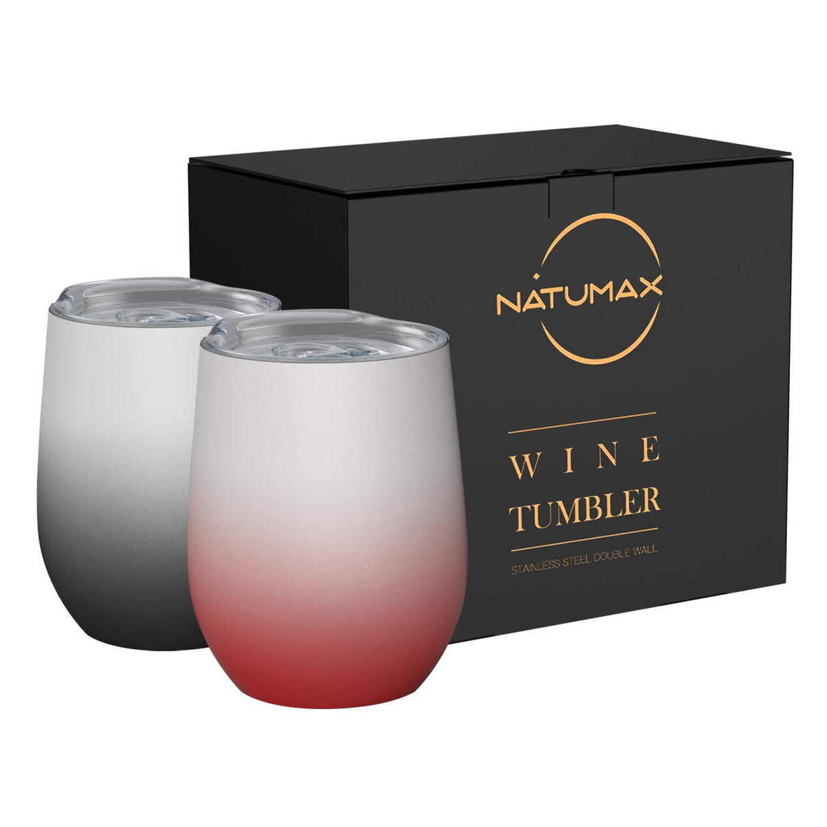 NATUMAX wine tumbler with lid, spill-proof design for outdoor sipping.