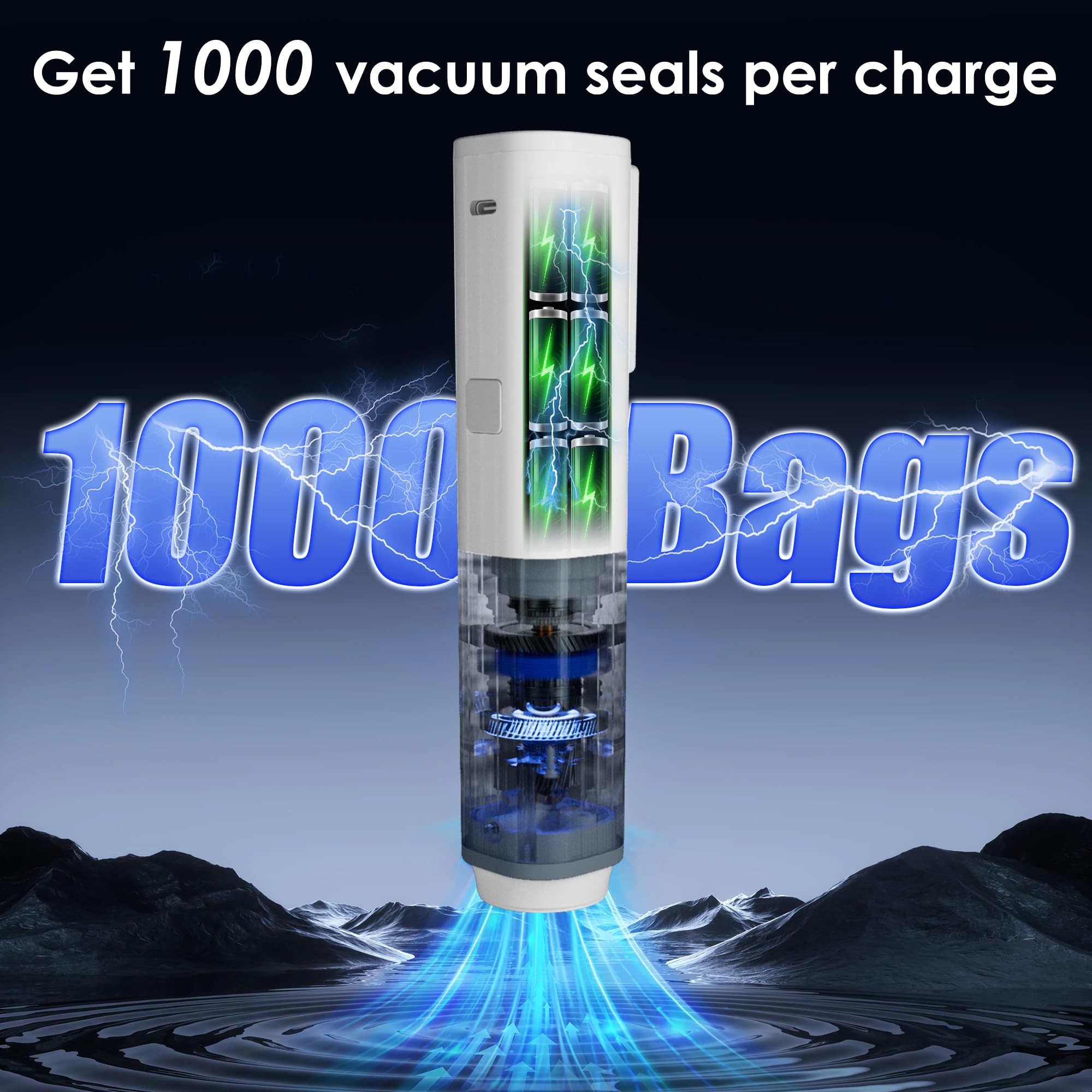 Natupo fast charging in 2 hours powers sealing up to 1,000 bags.