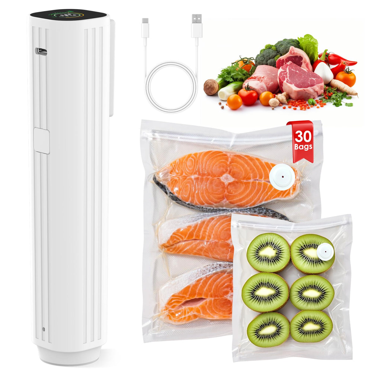 Natupo compact vacuum sealer with LED display shows precise pressure for reliable sealing.