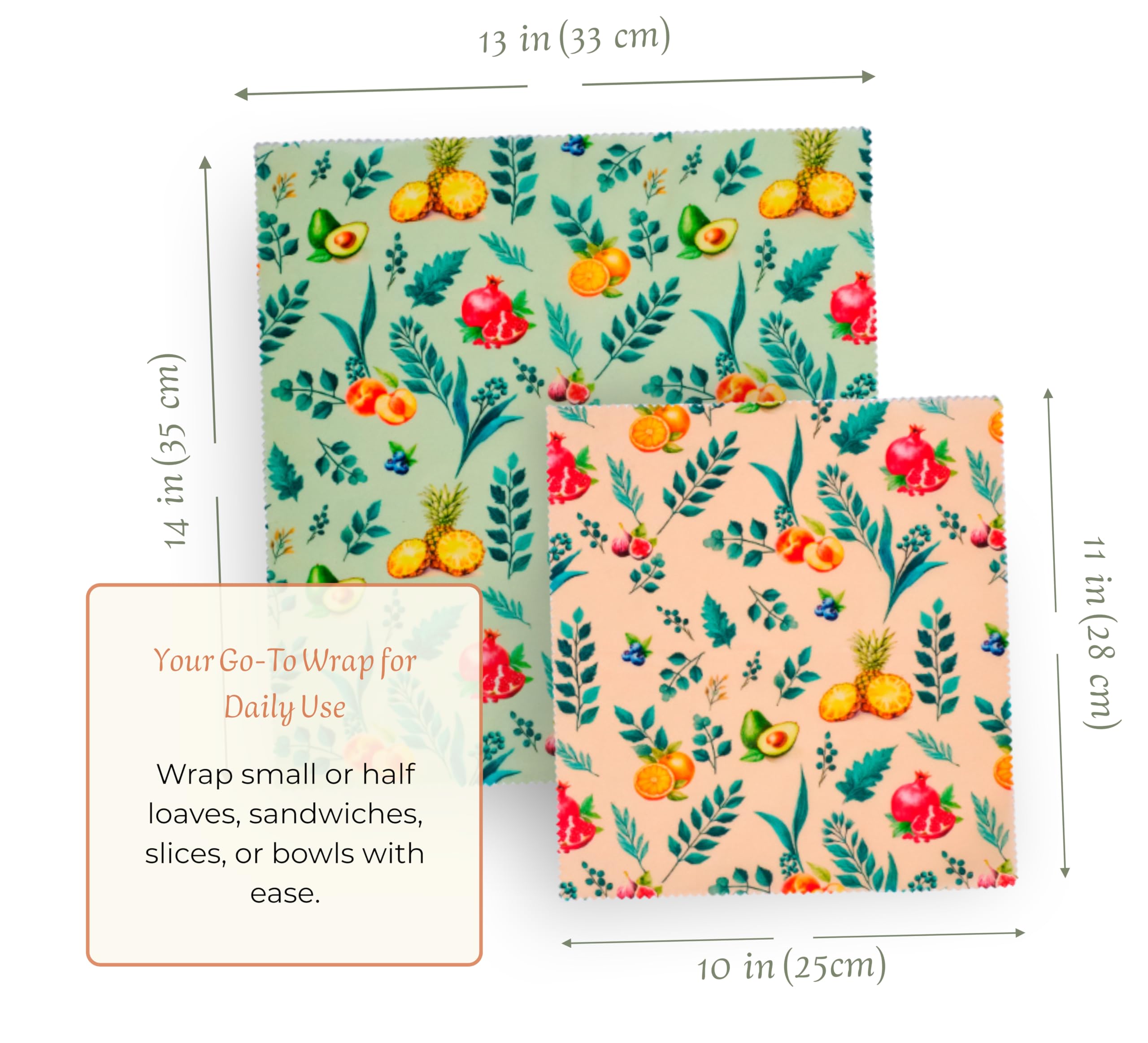 NATURABLE beeswax wrap 10x11 doubles as bowl cover and snack wrap