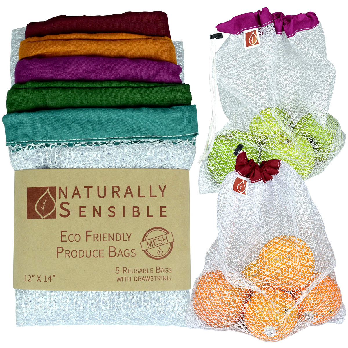 Naturally Sensible red see-through mesh bag for groceries and easy identification