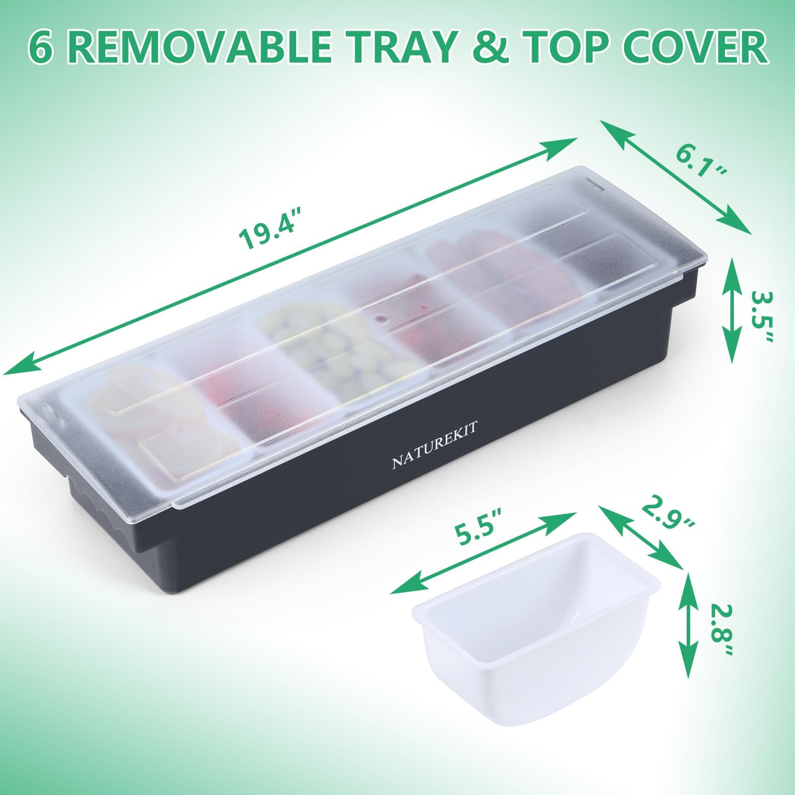 NatureKit 6-compartment tray showcases sauces and toppings neatly for buffet-style service.