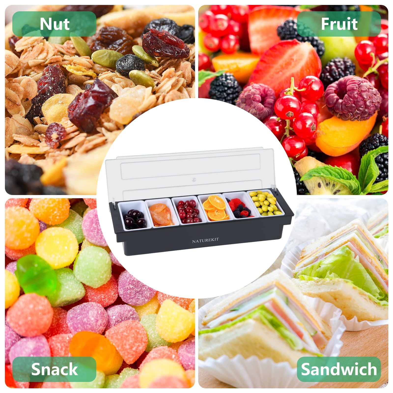 NatureKit premium black and white design enhances display appeal at bars and buffets.