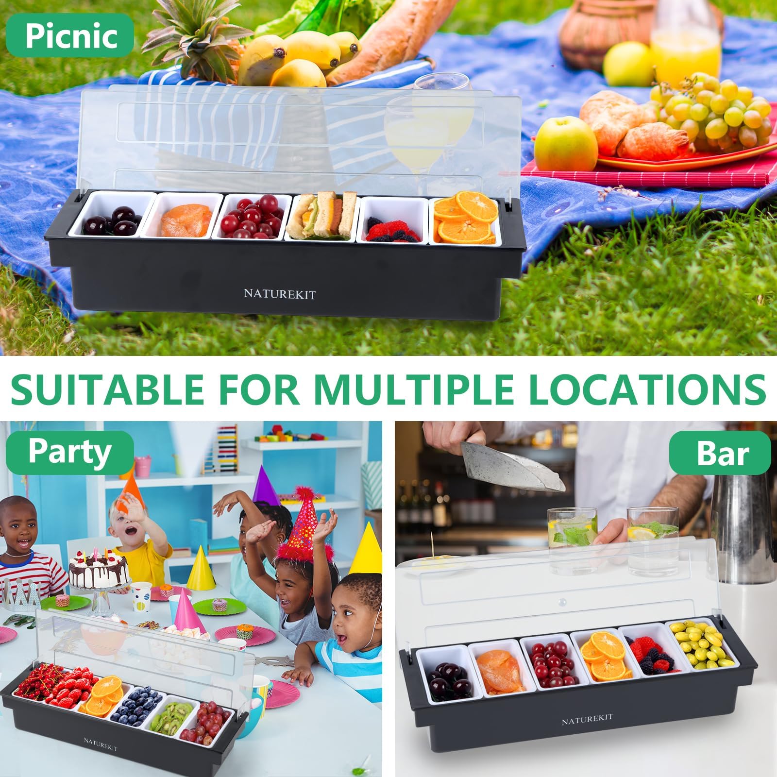 NatureKit easy-clean plastic simplifies after-party cleanup and storage.