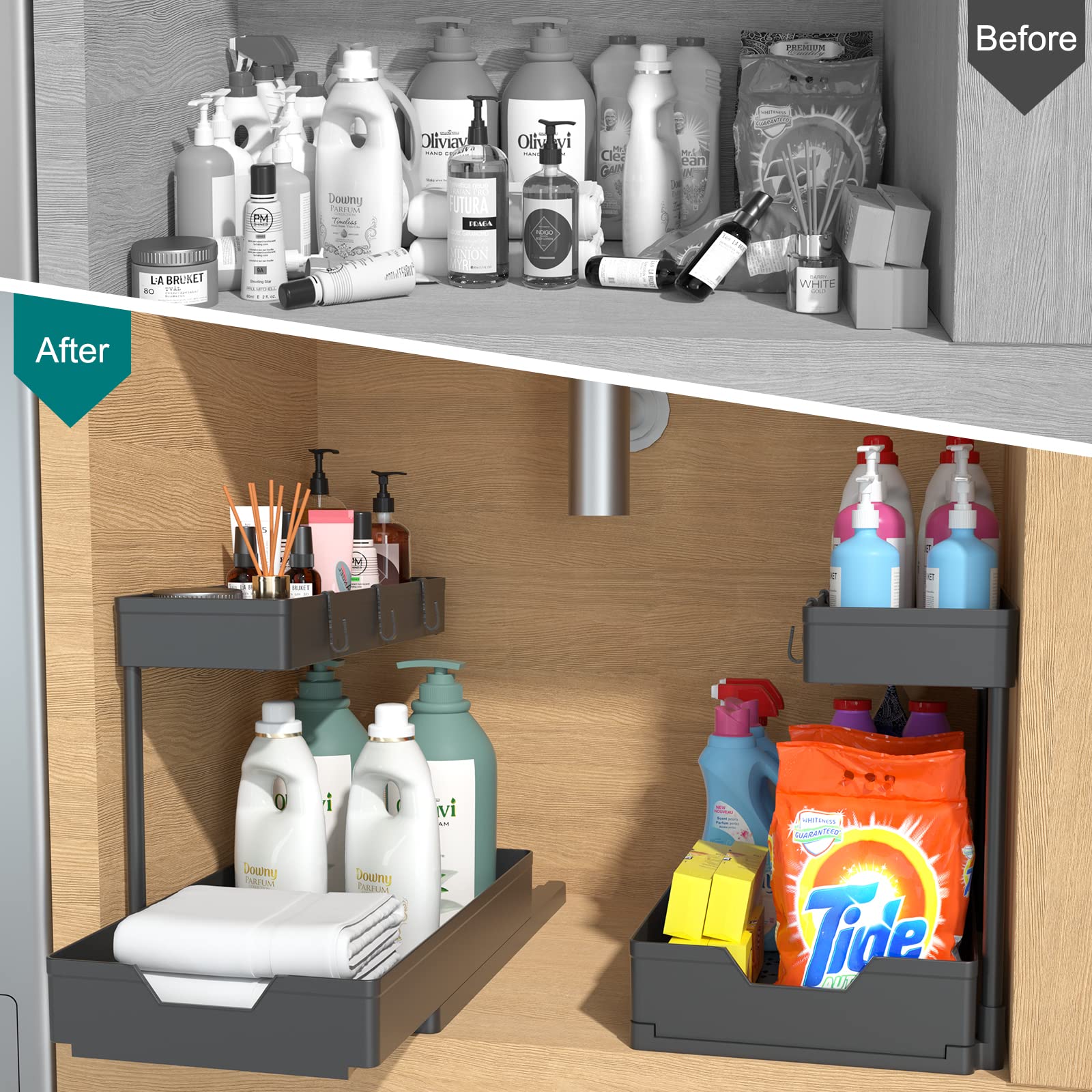 Nature's Source 2-tier cabinet organizer sturdy metal frame