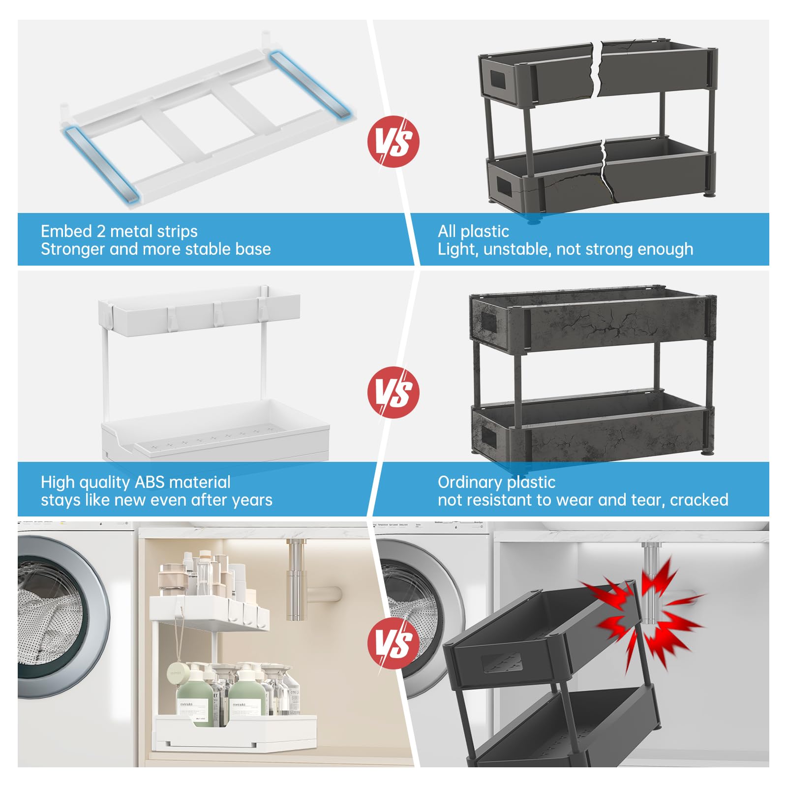 NATURE'S SOURCE top basket and bottom drawer maximize under-sink storage space.