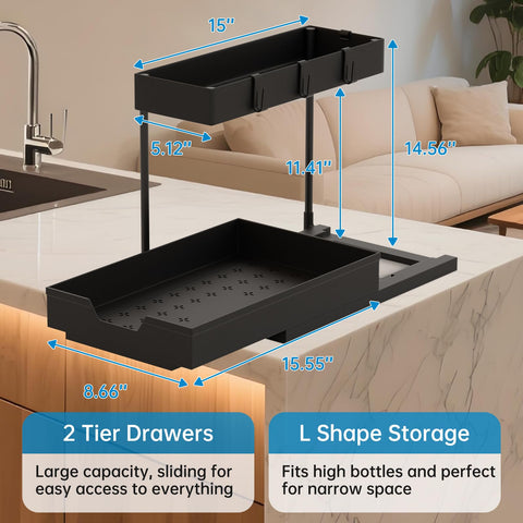 Nature's Source under-sink organizer L-shape design saving space