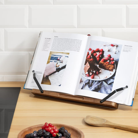 Navaris fold-down tablet holder, compact for kitchen storage