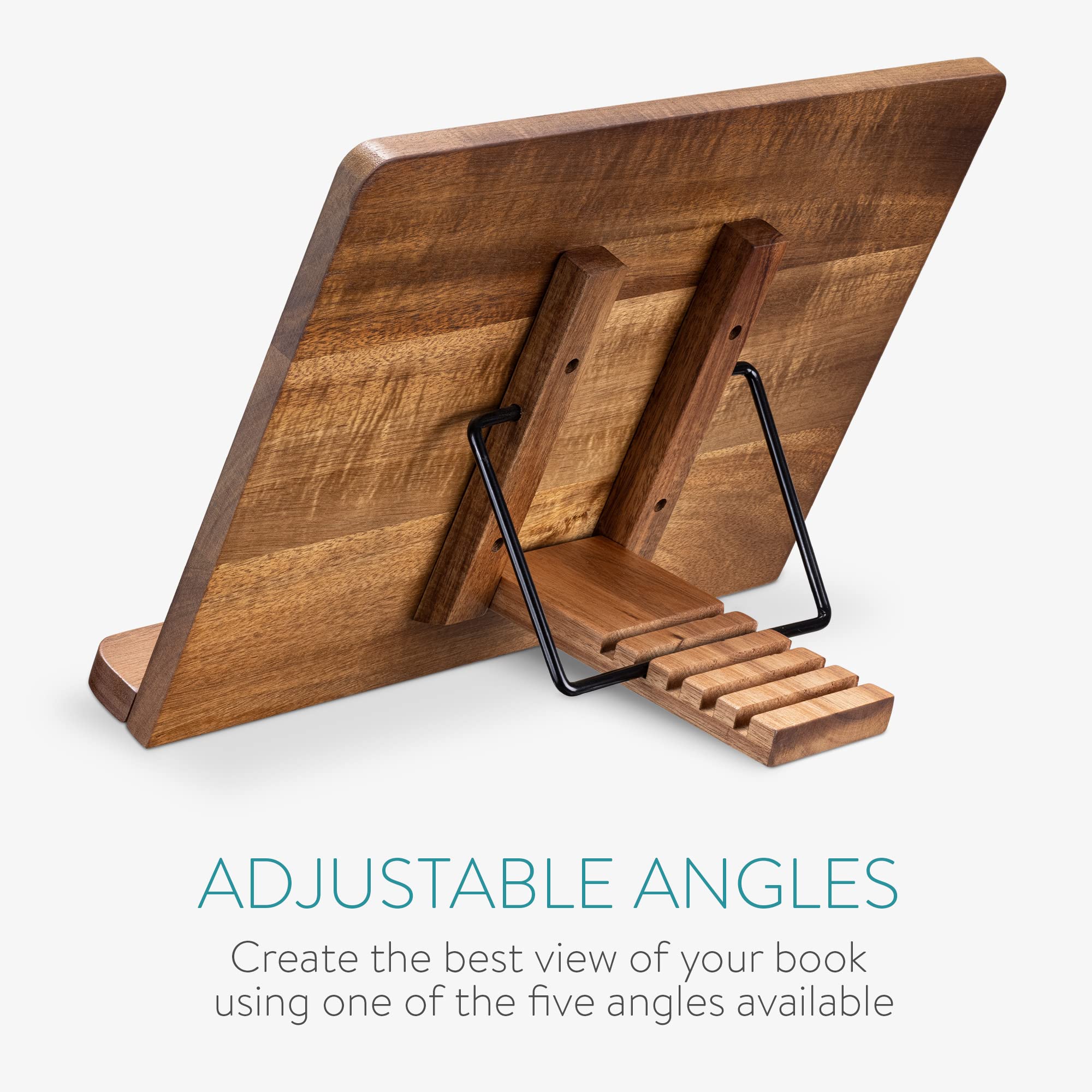 Navaris wooden easel displaying a 13x9.5 inch surface for cookbooks