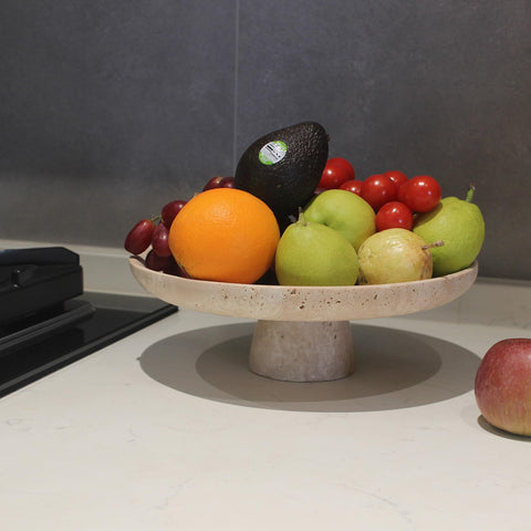 Nawgnail travertine fruit bowl easy-clean surface for quick maintenance