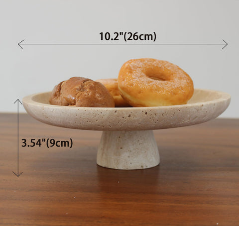 Nawgnail travertine fruit bowl pedestal side view shows sturdy design