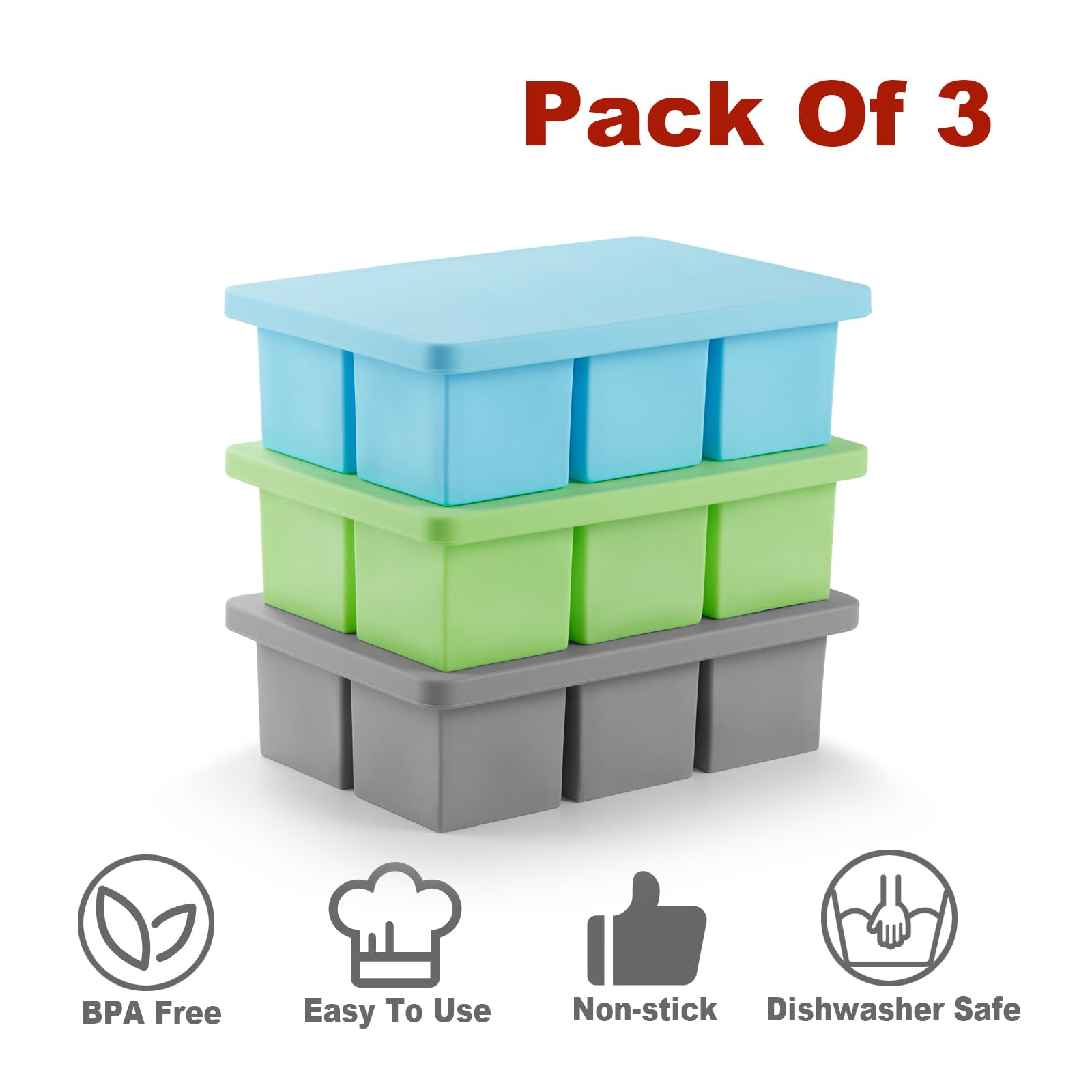 Nax Caki BPA-free silicone ice tray is dishwasher safe for easy cleaning