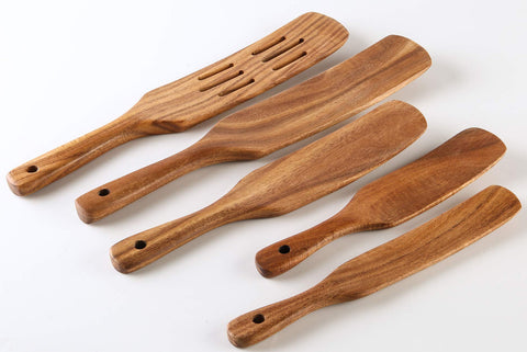 NAYAHOSE one-piece teak spurtles for durable stirring and mixing