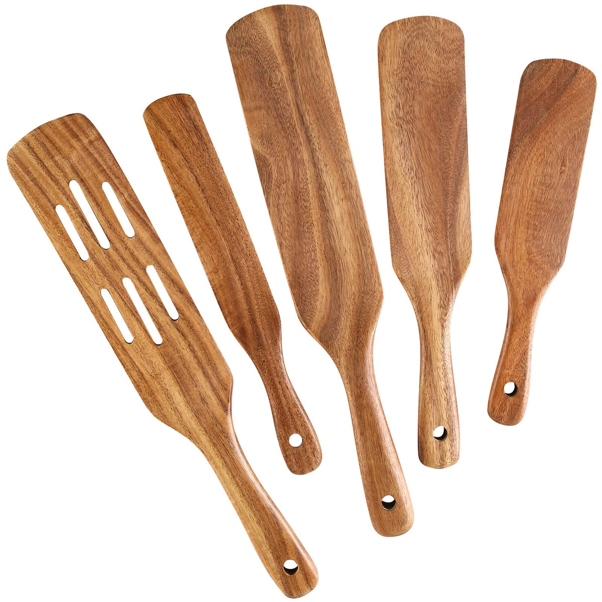 NAYAHOSE teak wood spurtles set for versatile cooking and serving