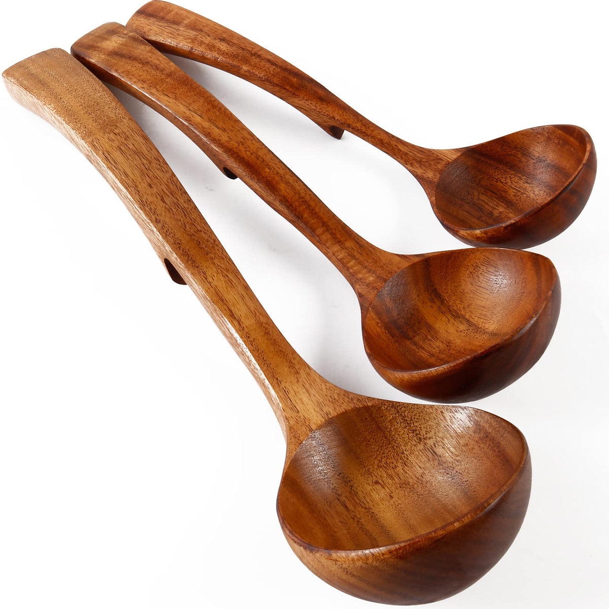NAYAHOSE wooden ladle large teak for soups and stews, durable and heat resistant.
