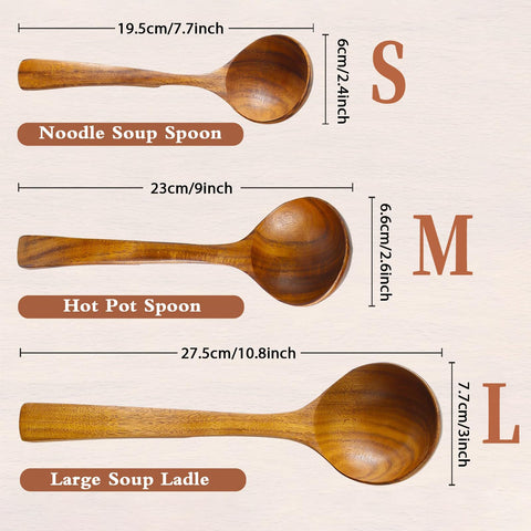 NAYAHOSE wooden ladle medium teak for sautéing and stirring sauces.