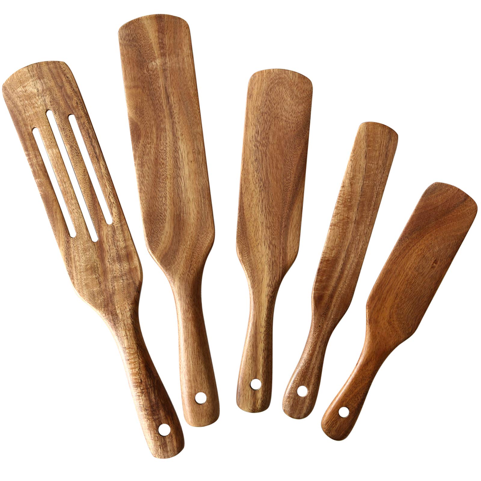 NAYAHOSE wooden spurtle set packaging displaying natural teak and gift-ready presentation