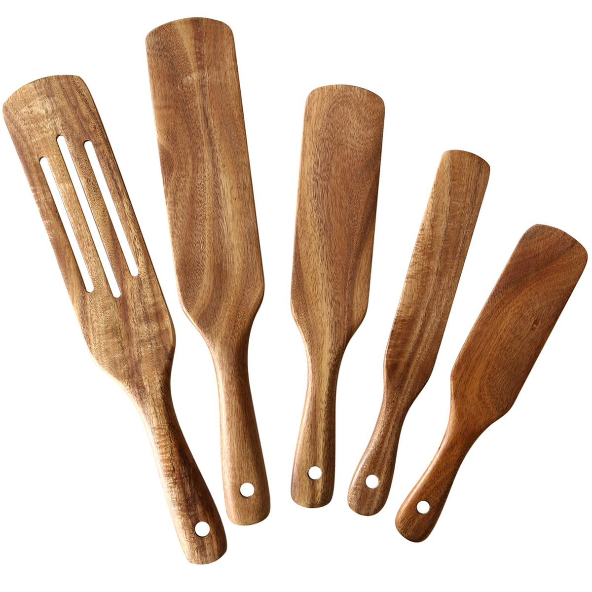 NAYAHOSE wooden spurtle set packaging displaying natural teak and gift-ready presentation