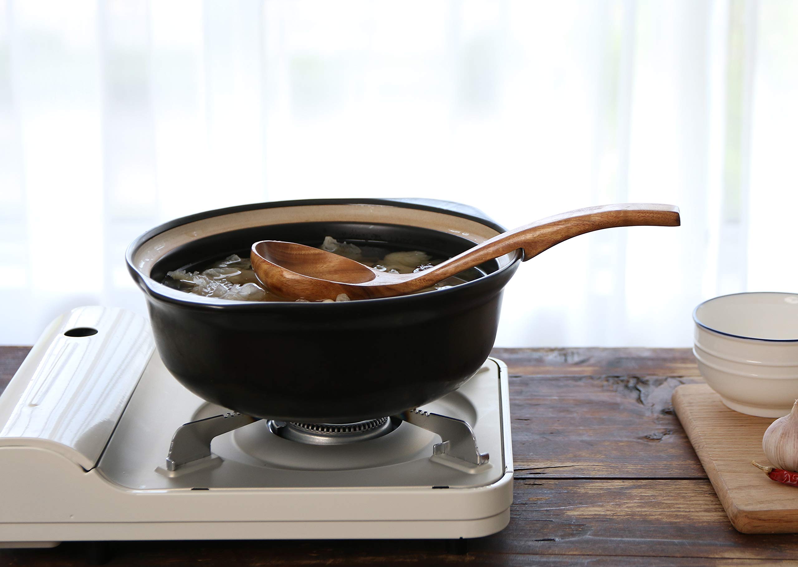 NAYAHOSE wooden utensils set teak includes all three sizes for versatile cooking.
