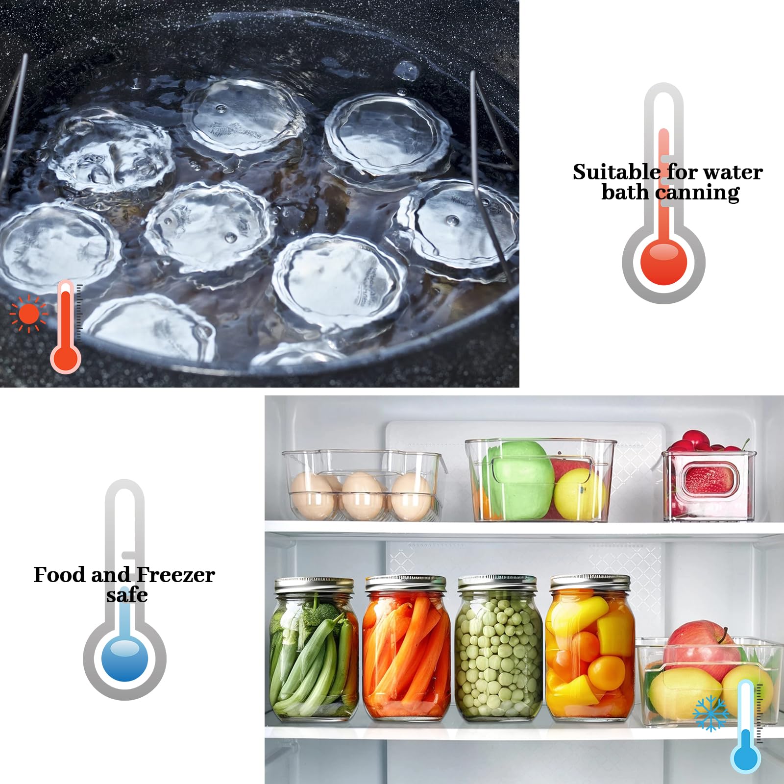 Nazano airtight seals on regular-mouth jars help keep contents fresh.